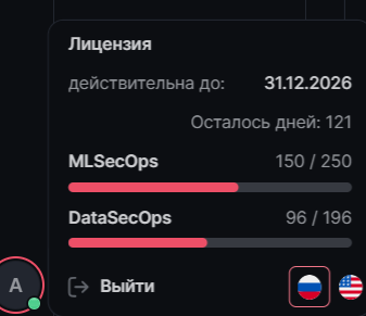 Рисунок 31 — Карточка статуса лицензии в меню аккаунта